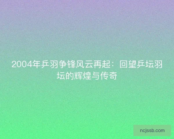 2004年乒羽争锋风云再起：回望乒坛羽坛的辉煌与传奇