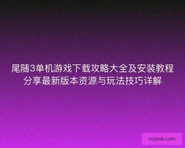 尾随3单机游戏下载攻略大全及安装教程分享最新版本资源与玩法技巧详解