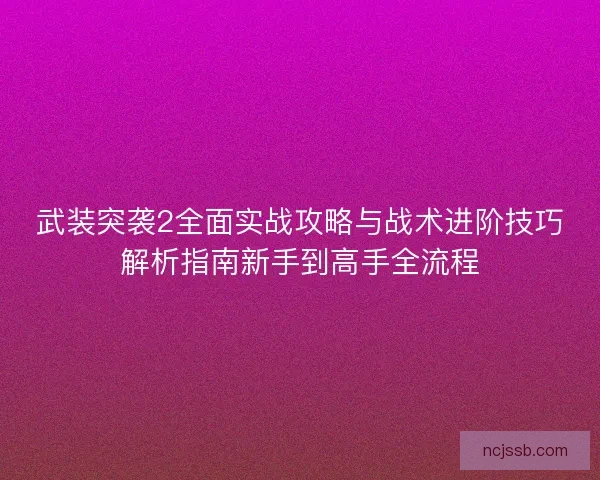 武装突袭2全面实战攻略与战术进阶技巧解析指南新手到高手全流程