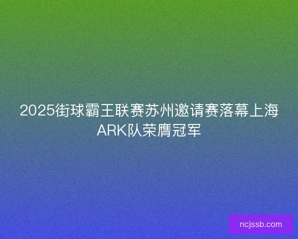 2025街球霸王联赛苏州邀请赛落幕上海ARK队荣膺冠军